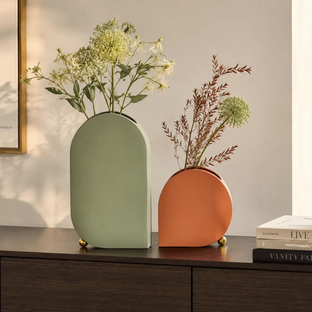 Edelstahlvase - Moderne Designer-Tischvase - Skulpturale Standvase Sfera Aurea