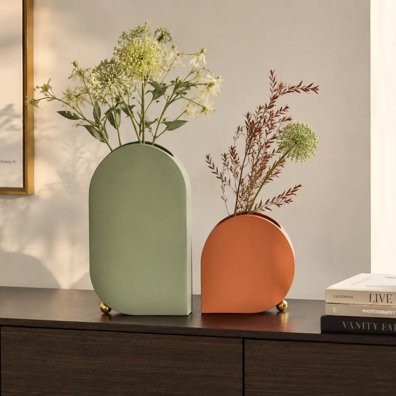 Edelstahlvase - Moderne Designer-Tischvase - Skulpturale Standvase Sfera Aurea