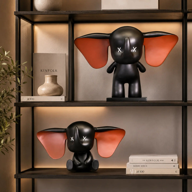 Cartoonfigur - Deko Skulptur Pop‑Art Jumbo Elefant schwarz Abstrakte – Cartoon-Toy – Designdeko Elephas Dumbo