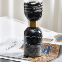 Kerzenständer - Marmor mit Goldakzent - Tischdeko Kerzenhalter edles Kerzenleuchter Obsidian Elegance