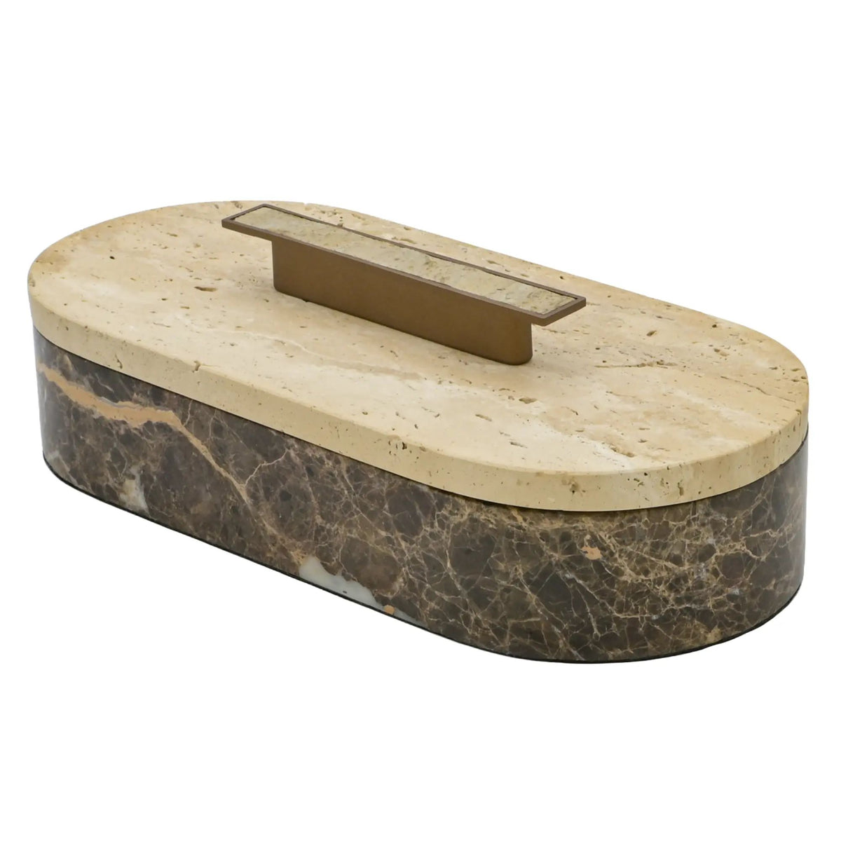 Marmordose - oval mit Deckel - Marmor-Schmuckkästchen schöne Box Roma Duo