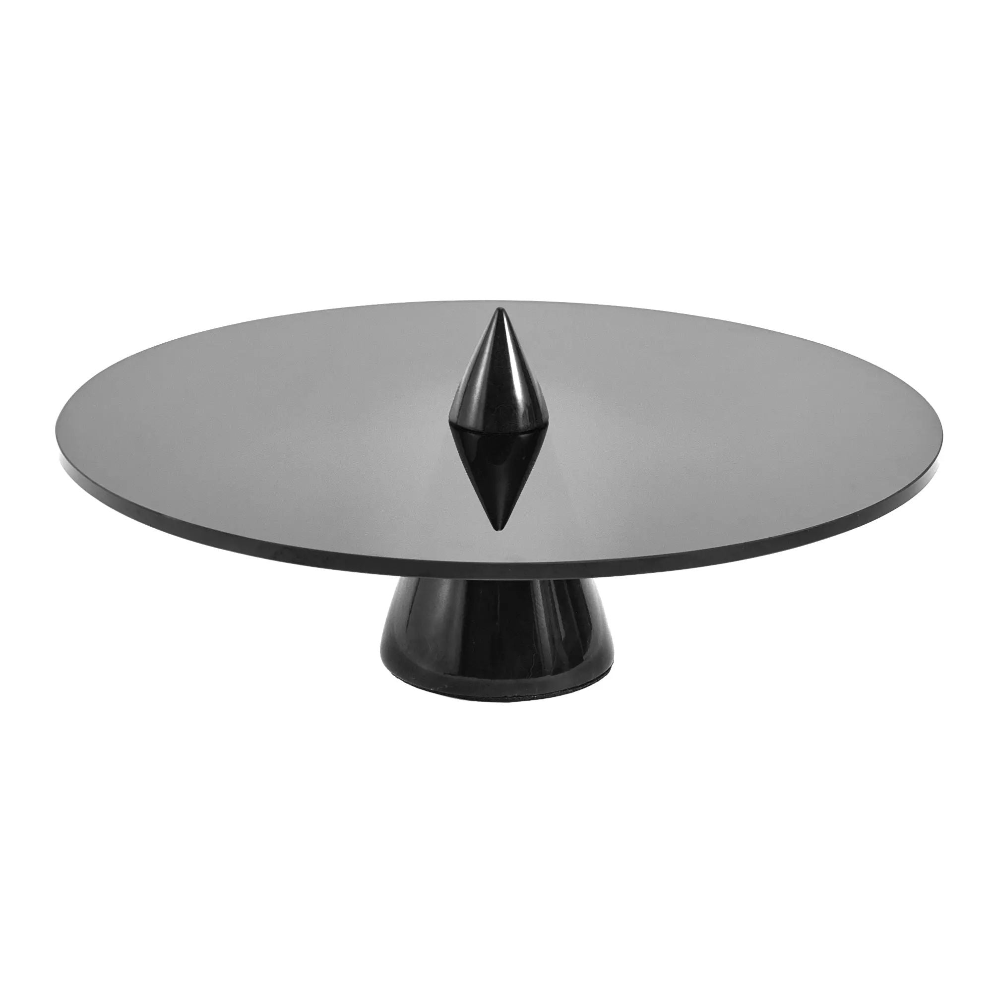 Servierplatte - rund mit Marmorfuß - Rauchglas Tortenplatte Dekoteller Équilibre Noir Groß