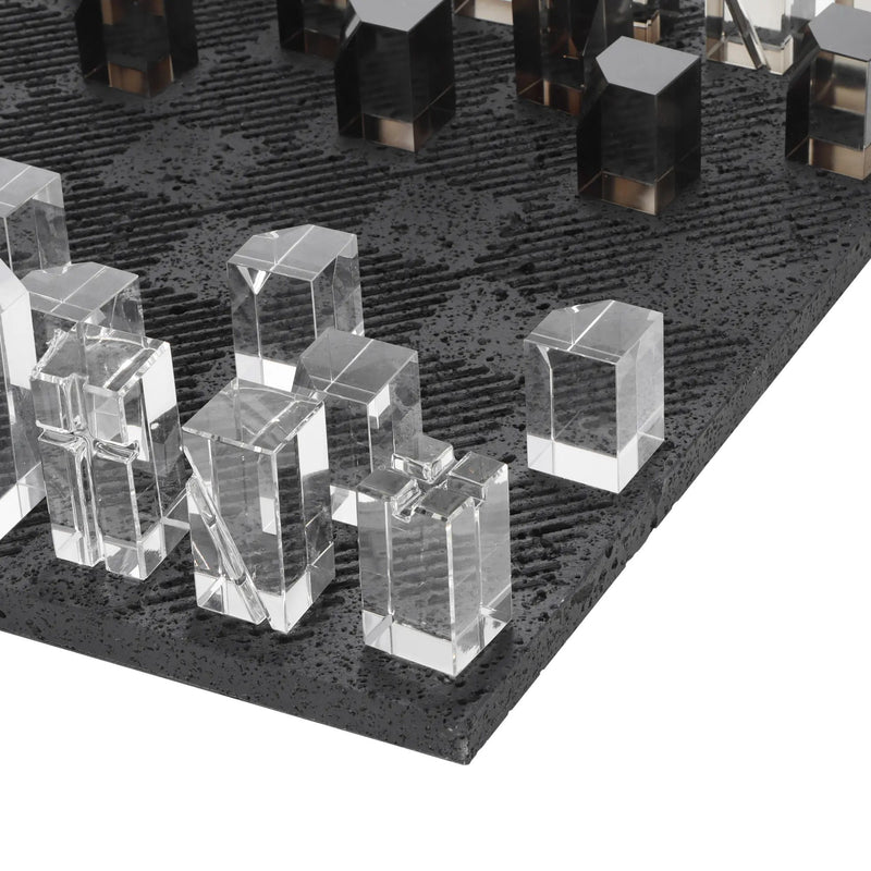 Schachspiel - Naturstein und Glas - Modernes Schachspiel edles Schachset Luxe Strategica