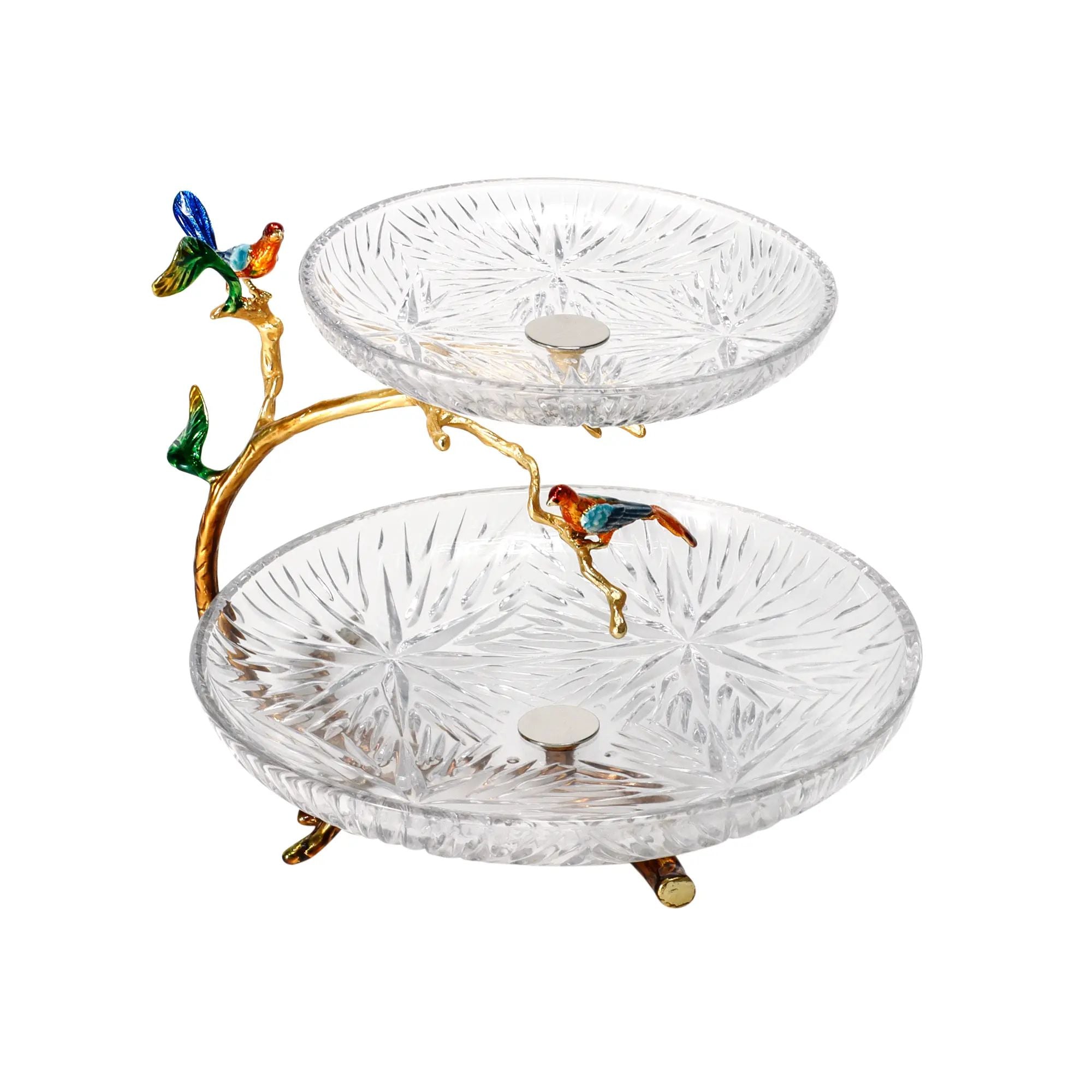 Dessertetagere - zweistufig Glas - Dessertteller klassische Etagere Vögel Default Title