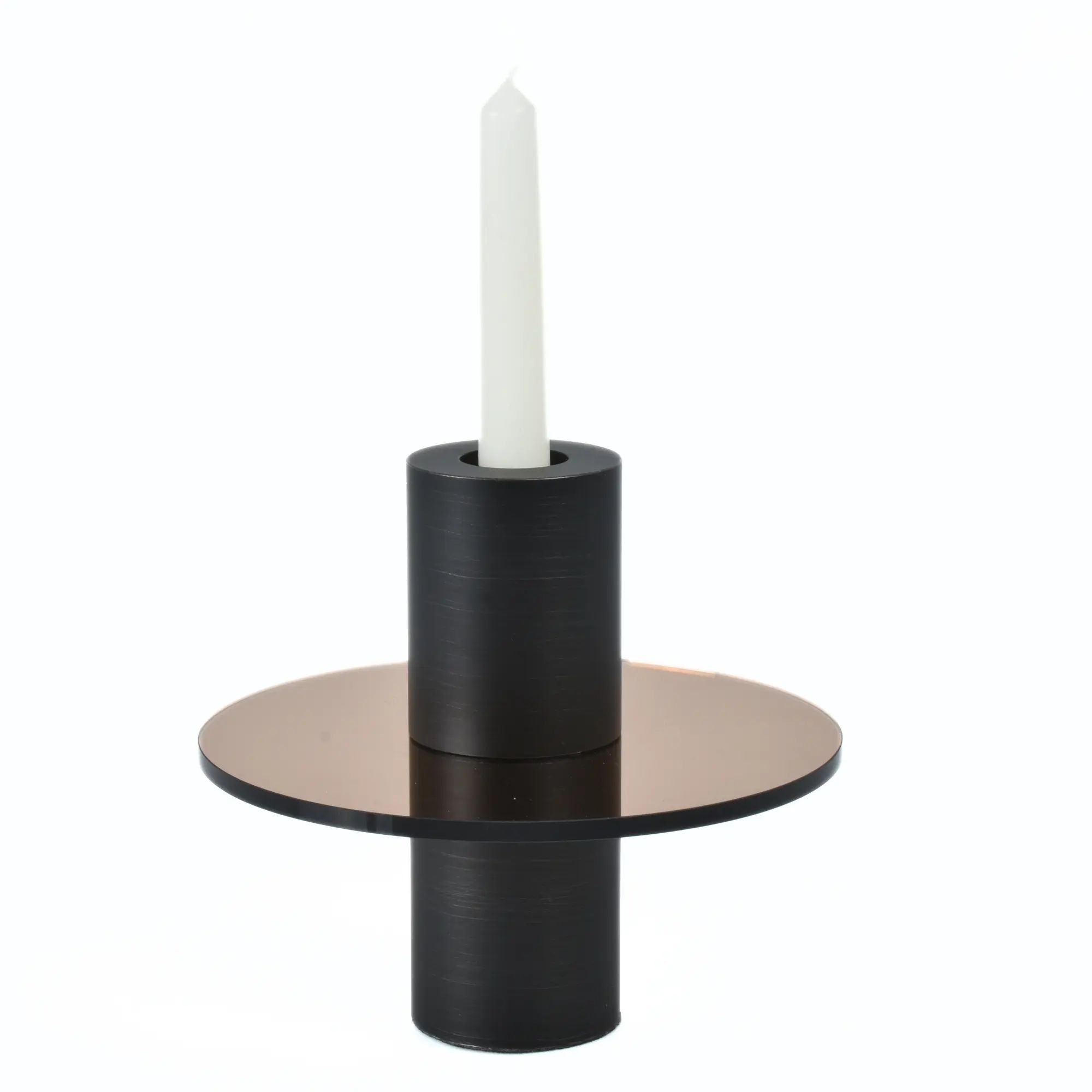 Kerzenständer - mit Kupfer Glasplatte - Design Kerzenhalter rund Edelstahl Portacandela Giro Default Title
