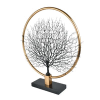 Dekoobjekt - Rund auf Marmorfuß - Edle Deko- Baumskulptur Goldring Zauberbaum