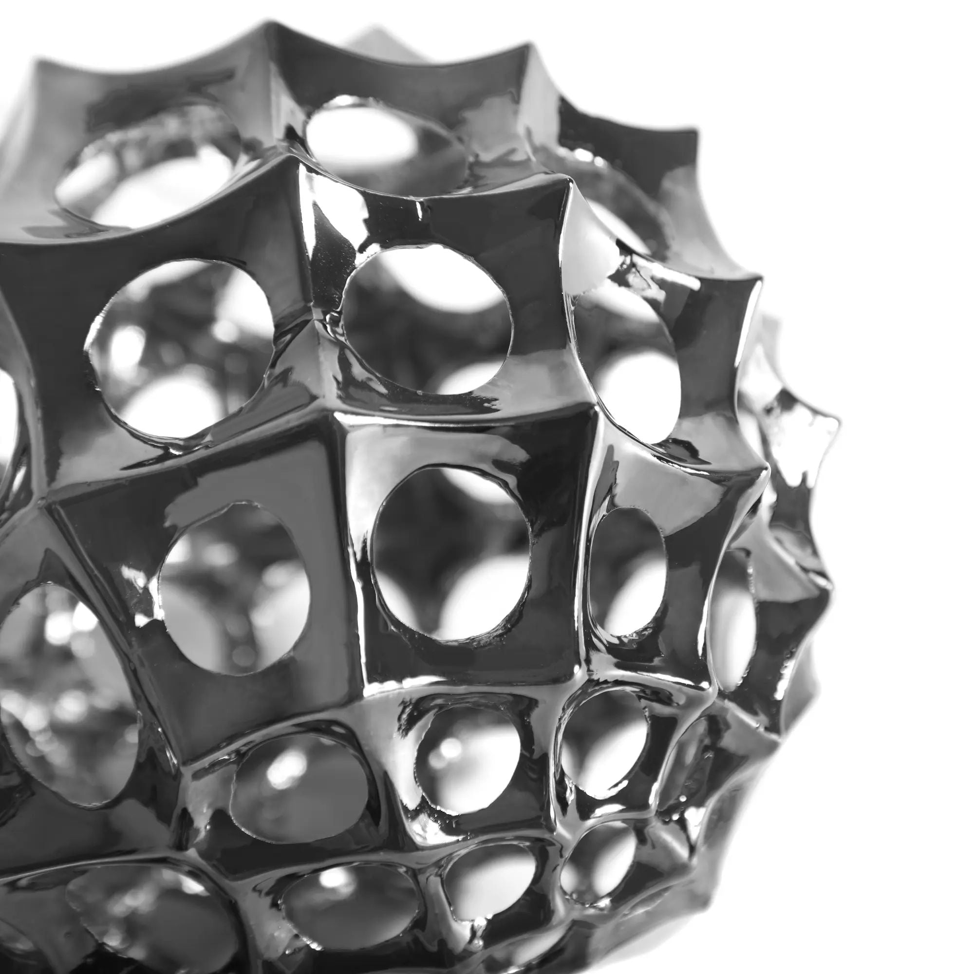 Dekokugel - glänzende Spitzform - Abstrake Tischdeko Designerkugel Sphère Argentée Default Title