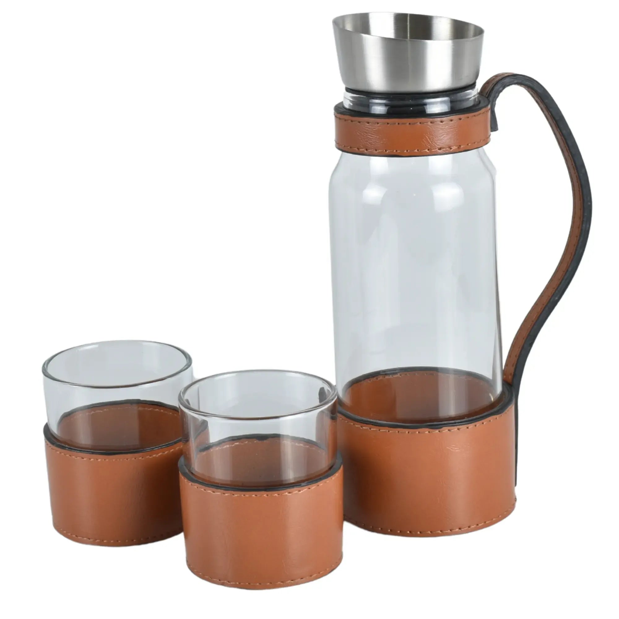 Karaffen-Set - mit 2 Gläsern - Edle Wasserkaraffe mit Griff und CloseUp Essence