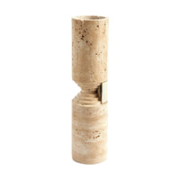 Dekovase - mit Goldakzenten - Große Natursteinvase Travertin Designvase Argos
