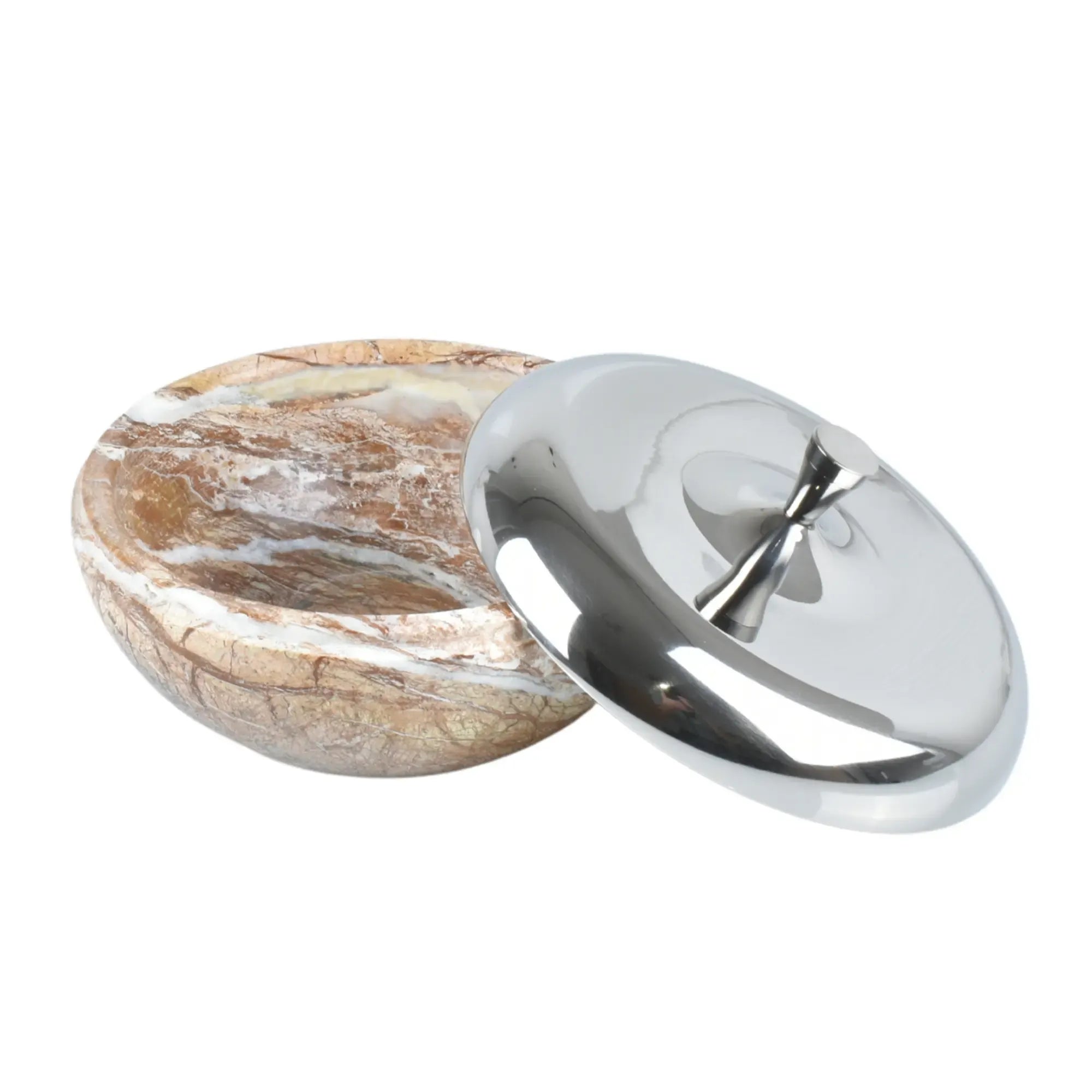 Marmorschale - mit Deckel - Runde Marmorschale Schmuckdose Lunar Orb