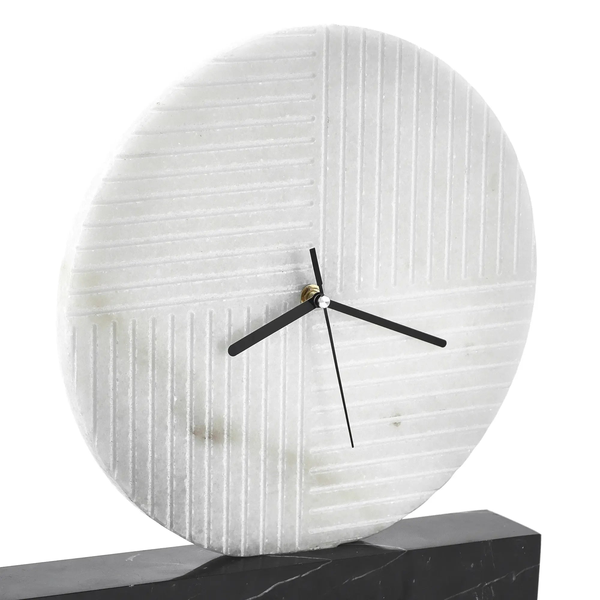 Tischuhr - rund auf Marmorsockel - Moderne Tischuhr edle Dekouhr Chronos Slate