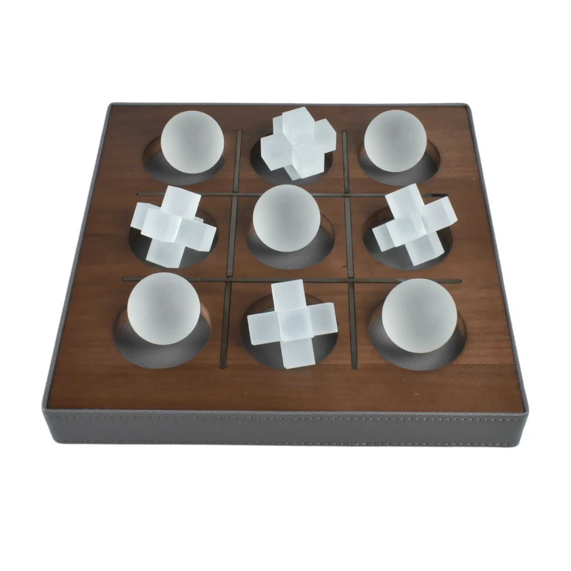 Tischspiel - Tic-Tac-Toe-Spiel - Glasfiguren Drei-Gewinnt-Set Brettspiel Aurora Luxe