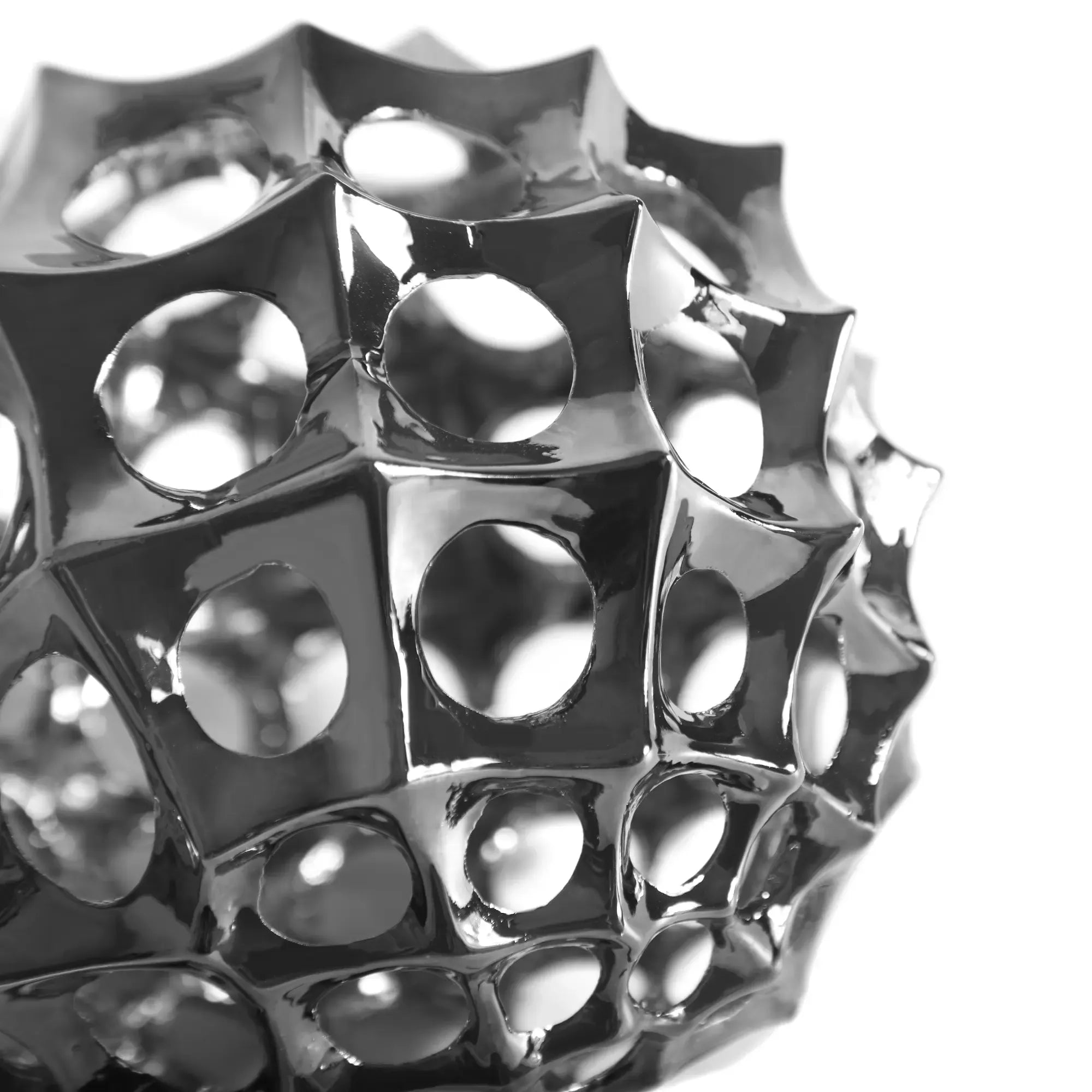 Dekokugel - glänzende Spitzform - Abstrake Tischdeko Designerkugel Sphère Argentée Default Title