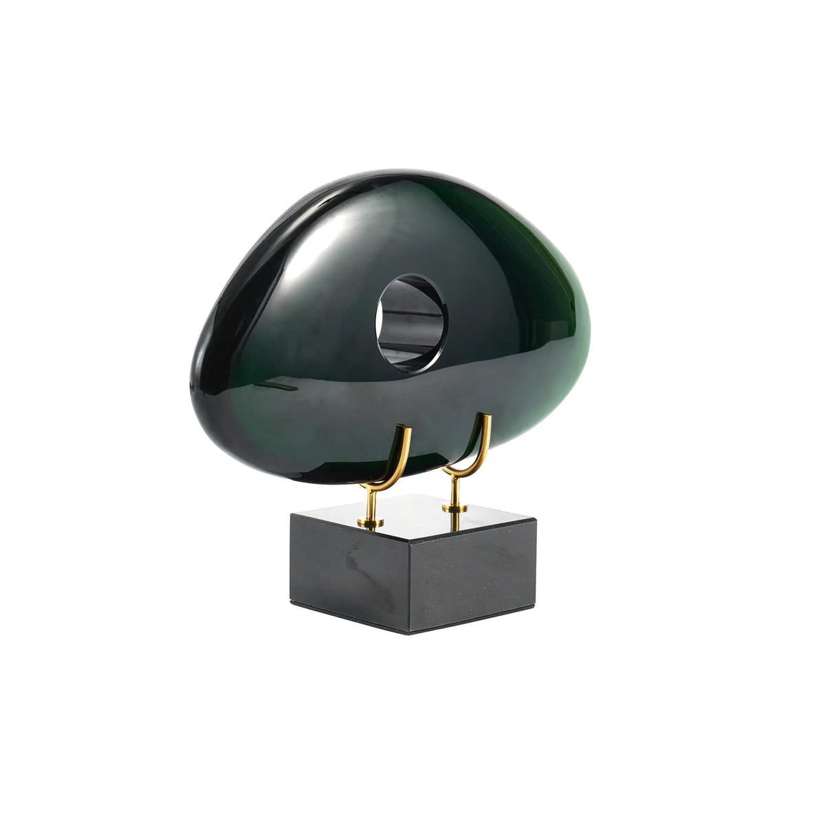 Dekoobjekt - Glaskunst auf Marmor - Glasfigur Abstrakt Designobjekt organisch Verde Vision