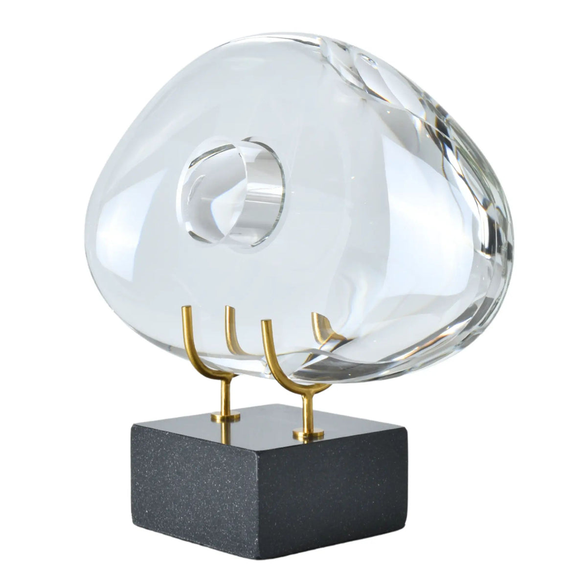 Dekoobjekt - Glaskunst auf Marmor - Glasfigur Abstrakt Designobjekt organisch Nuvole