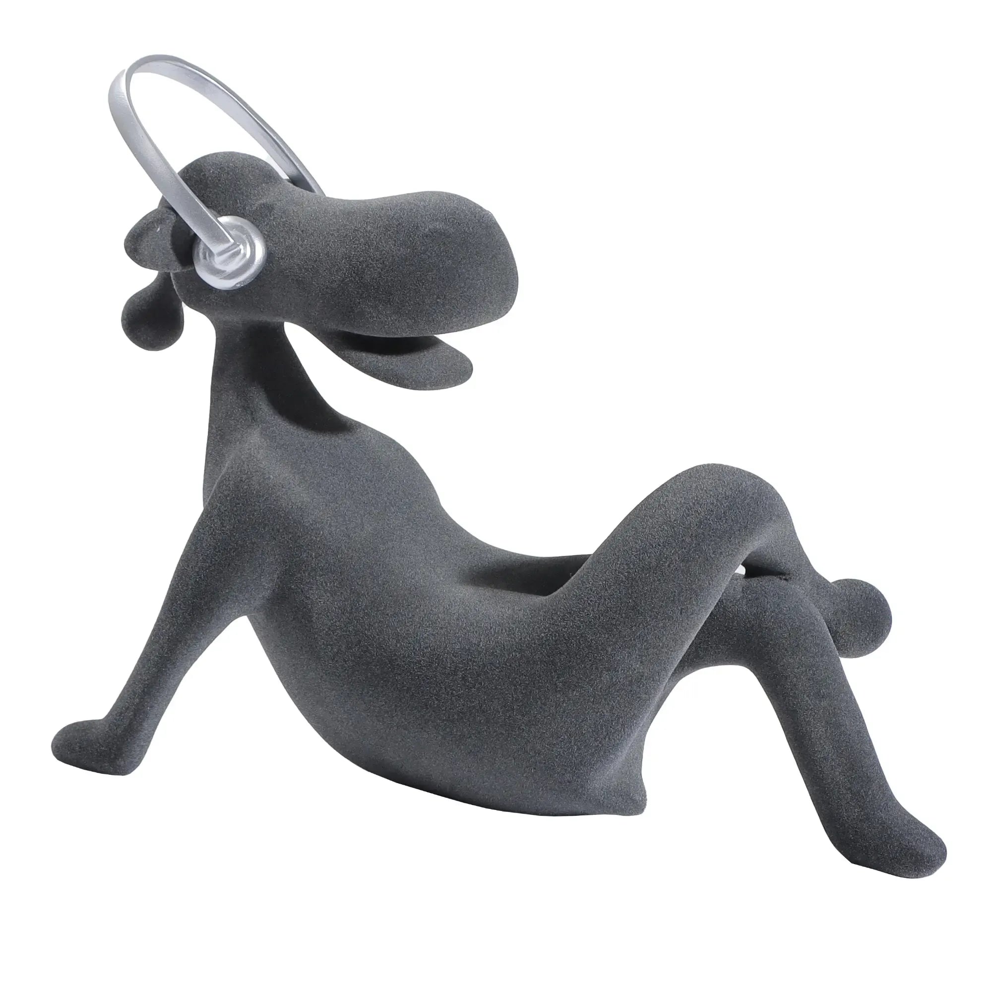 Samtfigur - Nilpferd Kopfhörer - Coole Dekofigur Humorvolles Deko-Objekt Velvet Groove