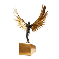 Dekoskulptur - mit Goldflügeln - Luxus Dekofigur Engel Deko-Skulptur Eterna Flügel
