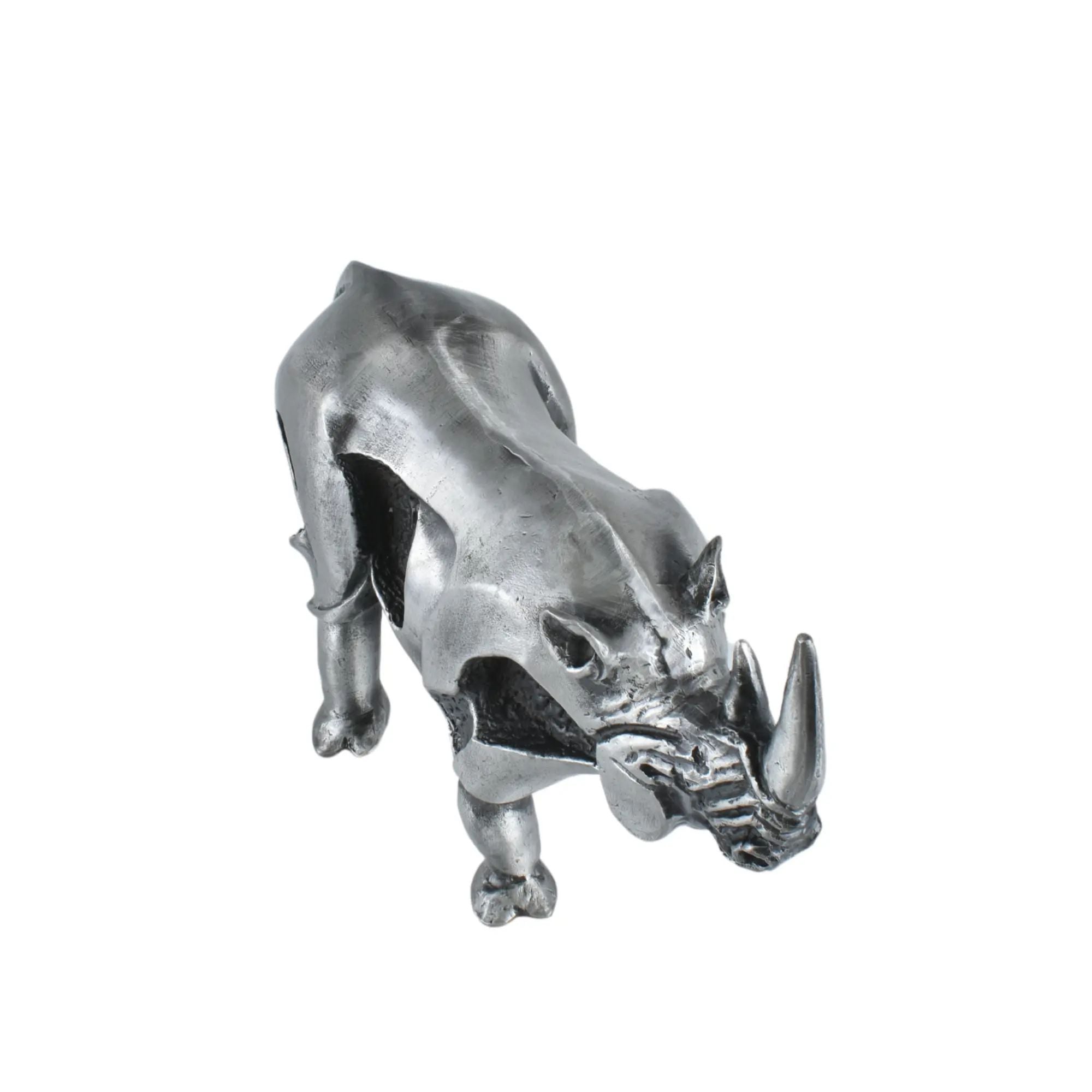 Tierfigur - Nashorn - Edle Deko-Skulptur Design Deko-objekt Brass Guardian Silber