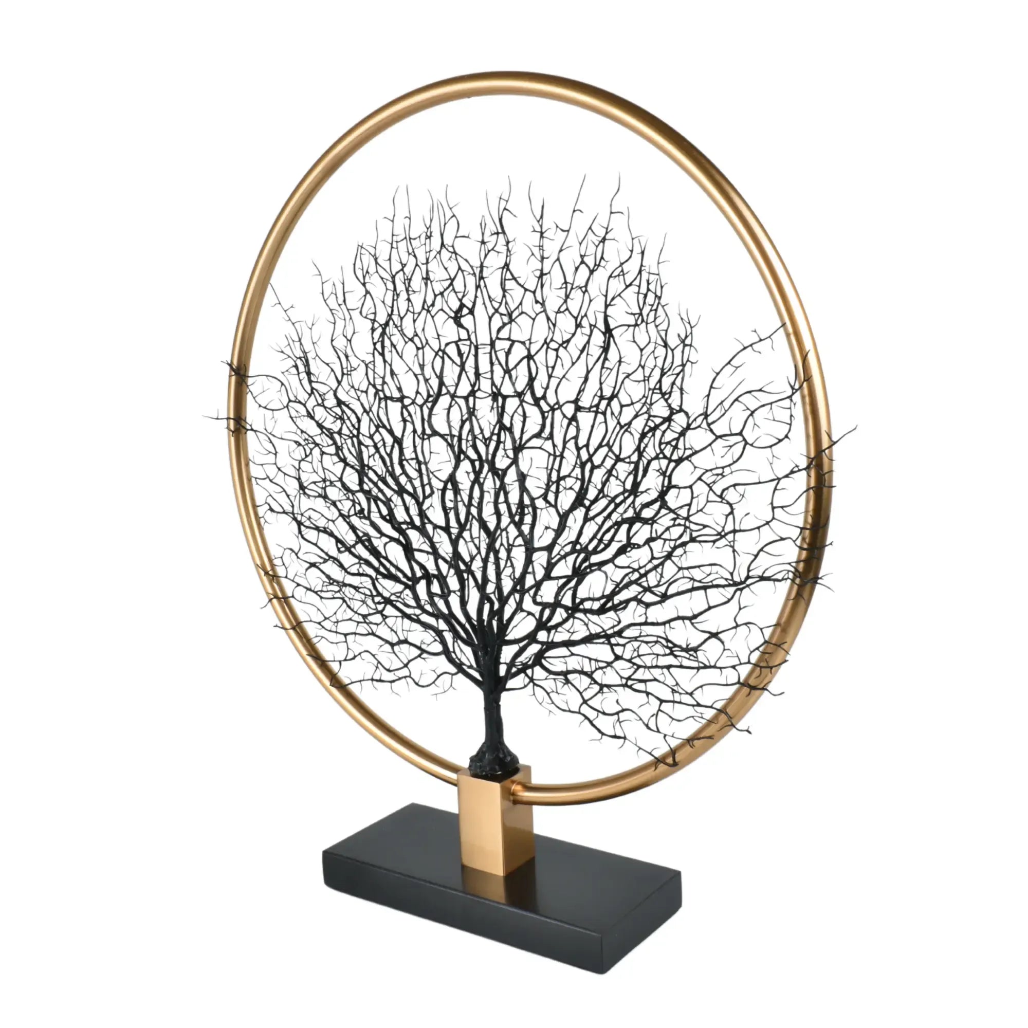 Dekoobjekt - Rund auf Marmorfuß - Edle Deko- Baumskulptur Goldring Zauberbaum Default Title