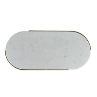 Marmortablett - oval mit Goldkante - Luxus Serviertablett Dekorationsplatte Plateau Élégance