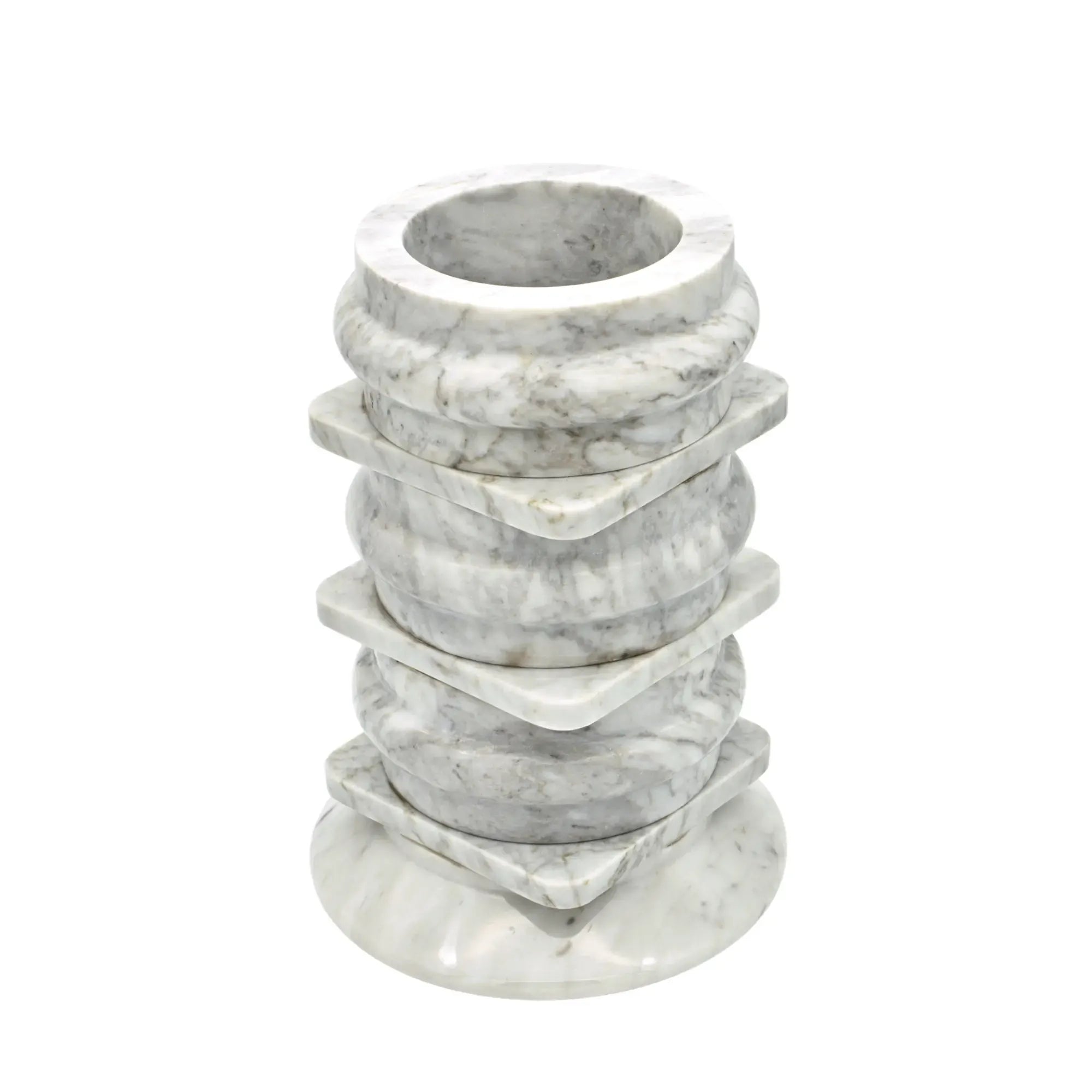 Marmordeko - mit Dekosäule - schwere runde Dekovase Fortaleza Gris Grau