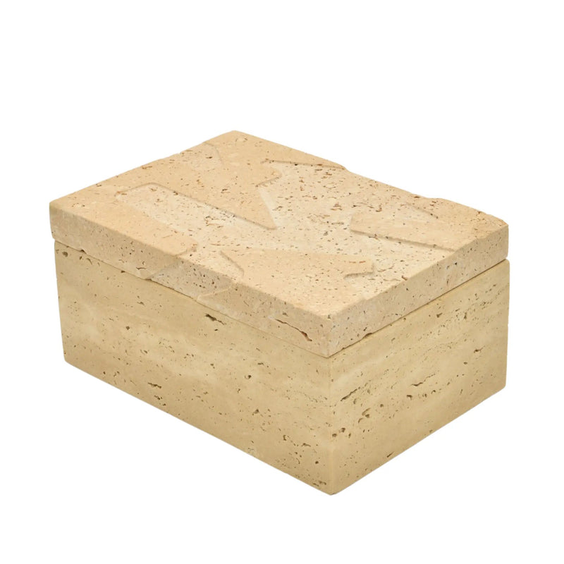 Aufbewahrungsbox - Schmuckdose aus Naturstein - Minimalistische Steinbox Boîte Travertin Épure
