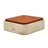 Aufbewahrungsbox - mit Lederdeckel - Quadratische Ablagedose Schmuckkästchen Linea Luxe Square