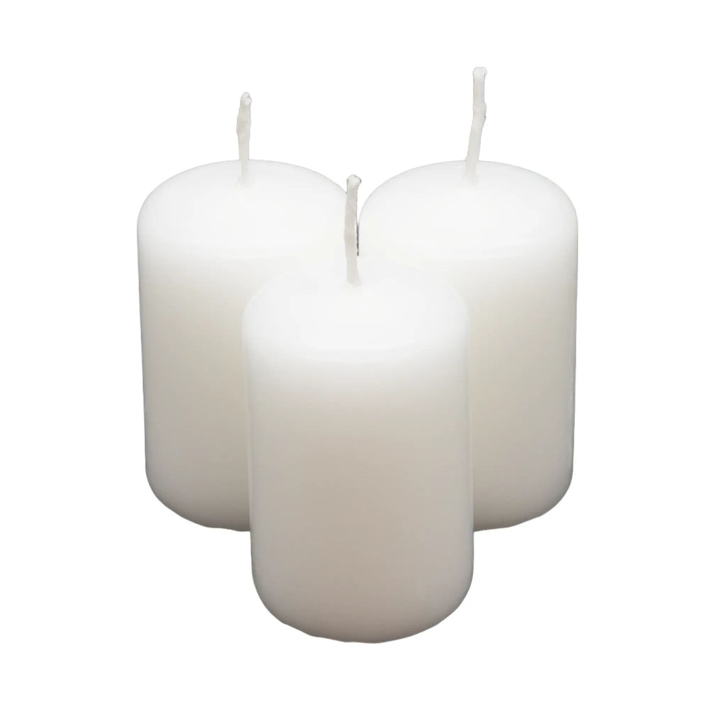 Stumpenkerze - Lichtensemble – Satinierte Blockkerzen aus Paraffin – Kleine Stumpenkerzen 4er‑Set Lumen Alba