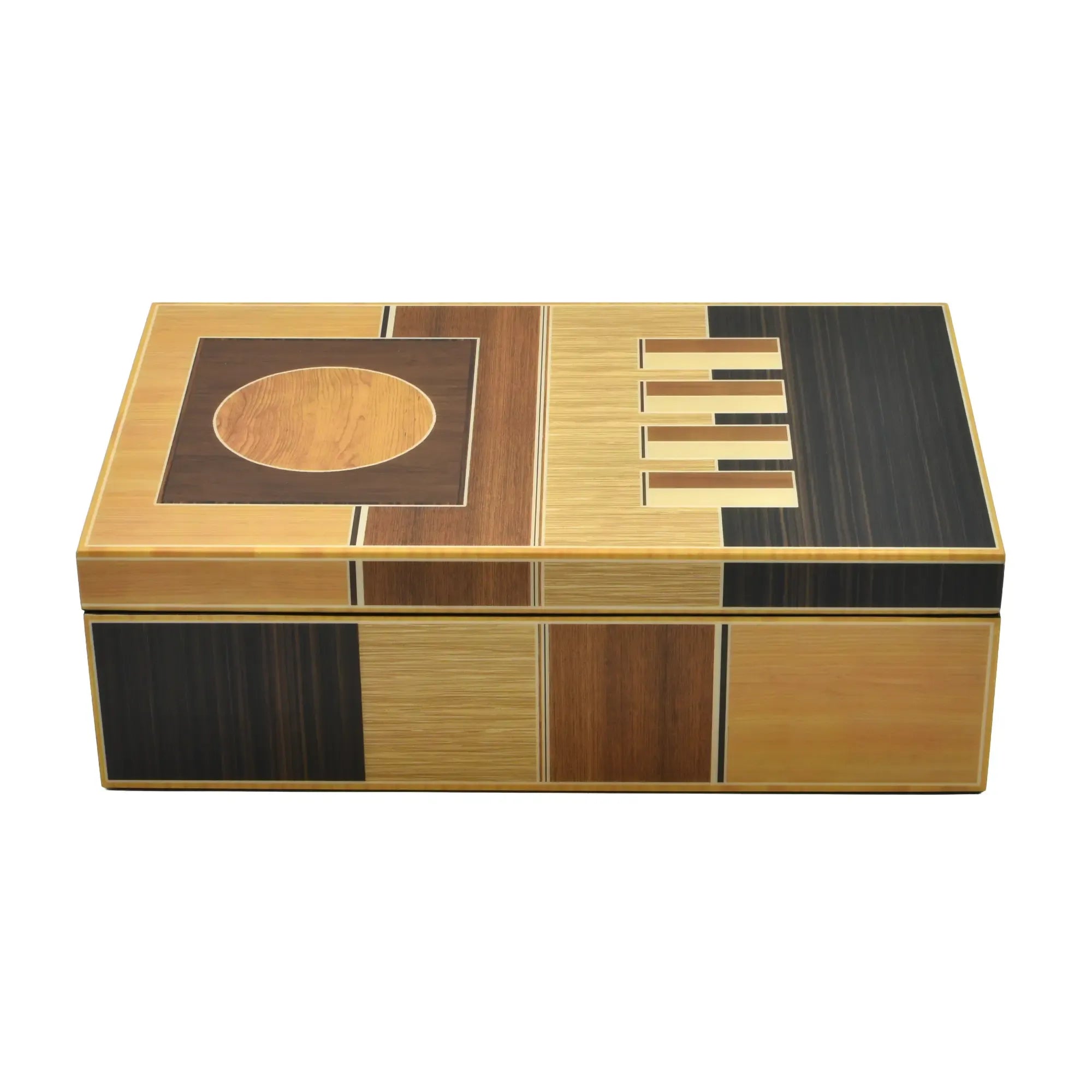 Schmuckbox - Edle Aufbewahrungsbox – Intarsien Klavierlack Schmuckdose – Art-Déco Wohnzimmerablage Aurea Nan