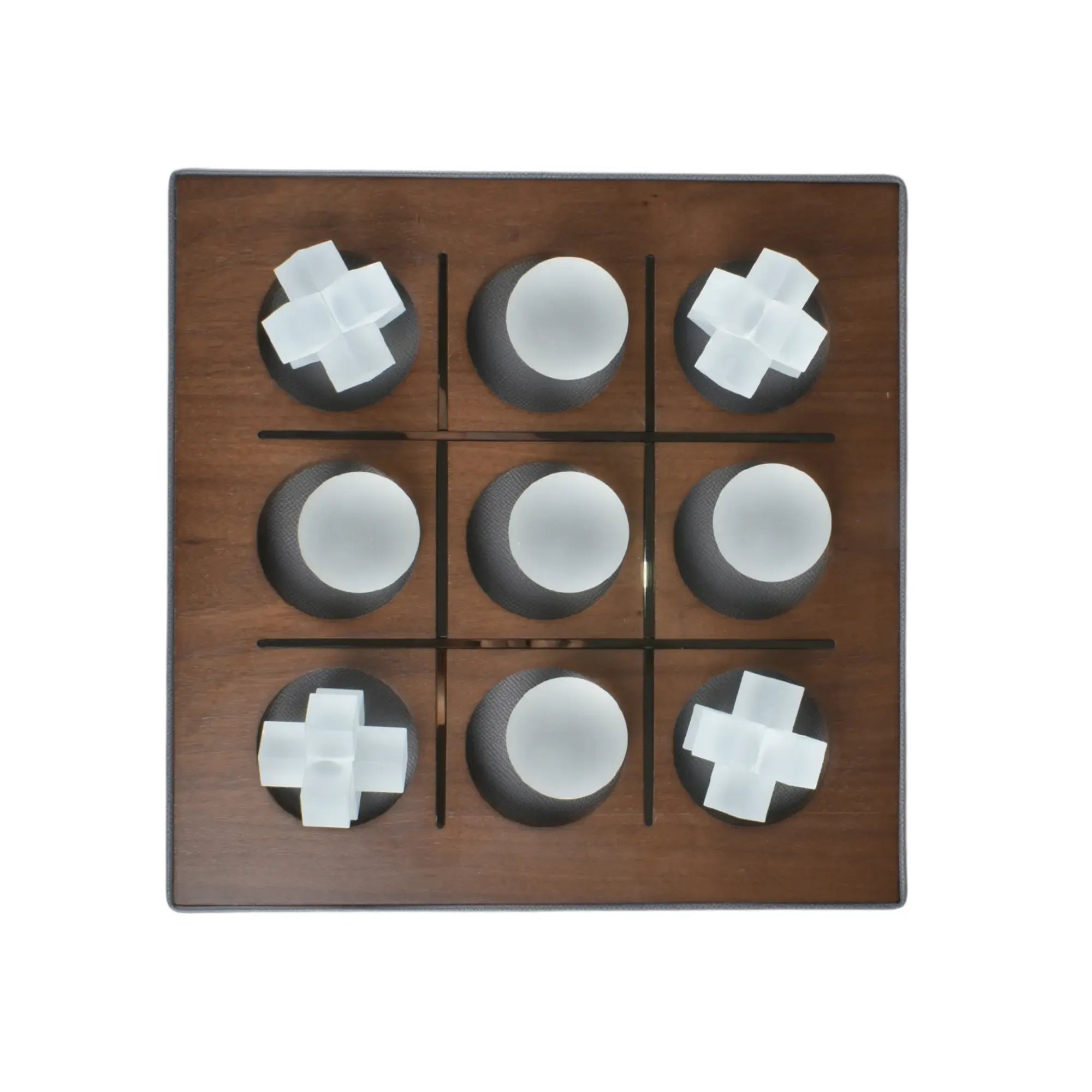 Tischspiel - Tic-Tac-Toe-Spiel - Glasfiguren Drei-Gewinnt-Set Brettspiel Aurora Luxe