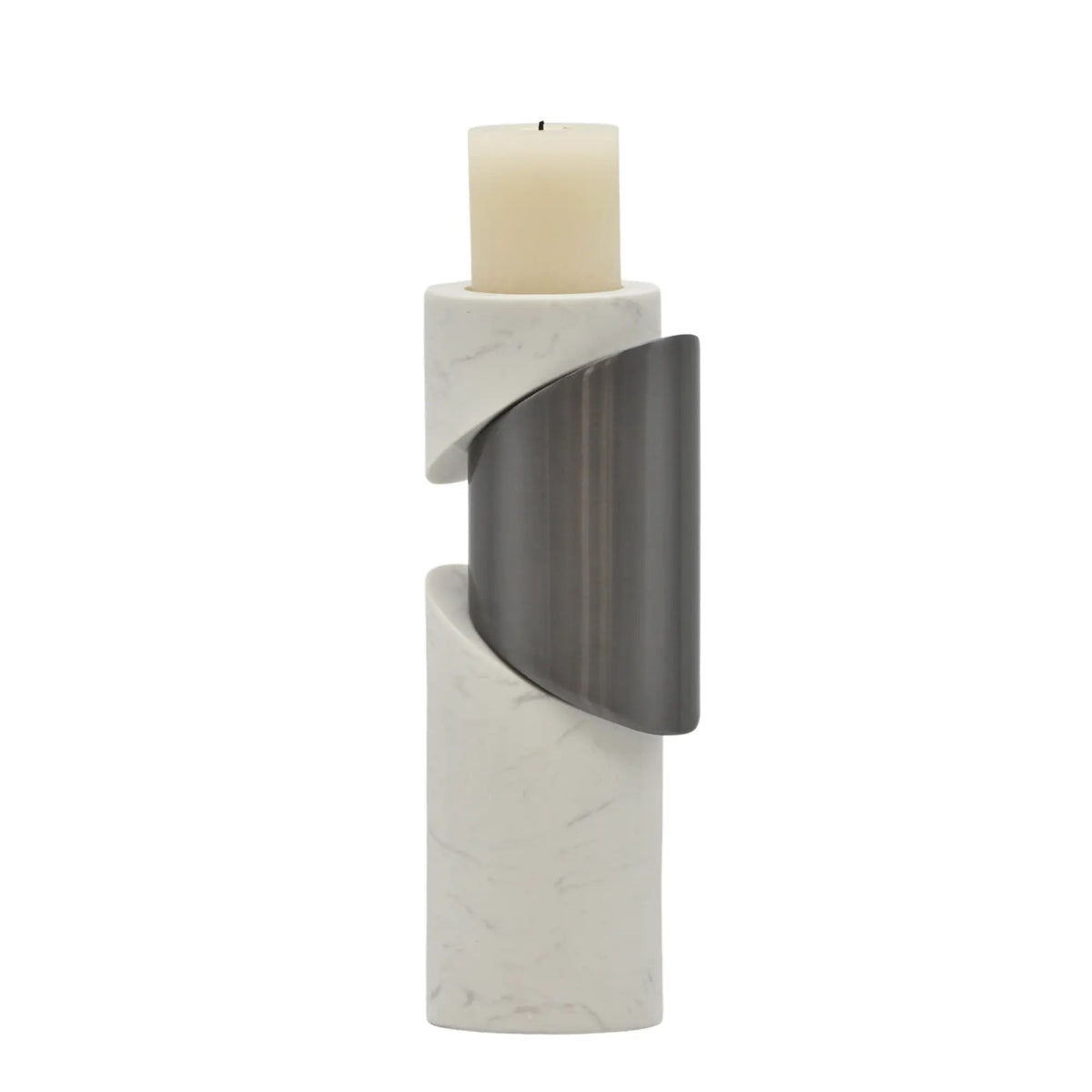 Kerzenhalter - Marmor mit Stahlakzent - Großer Kerzenständer Dekorativ Luce Métallique
