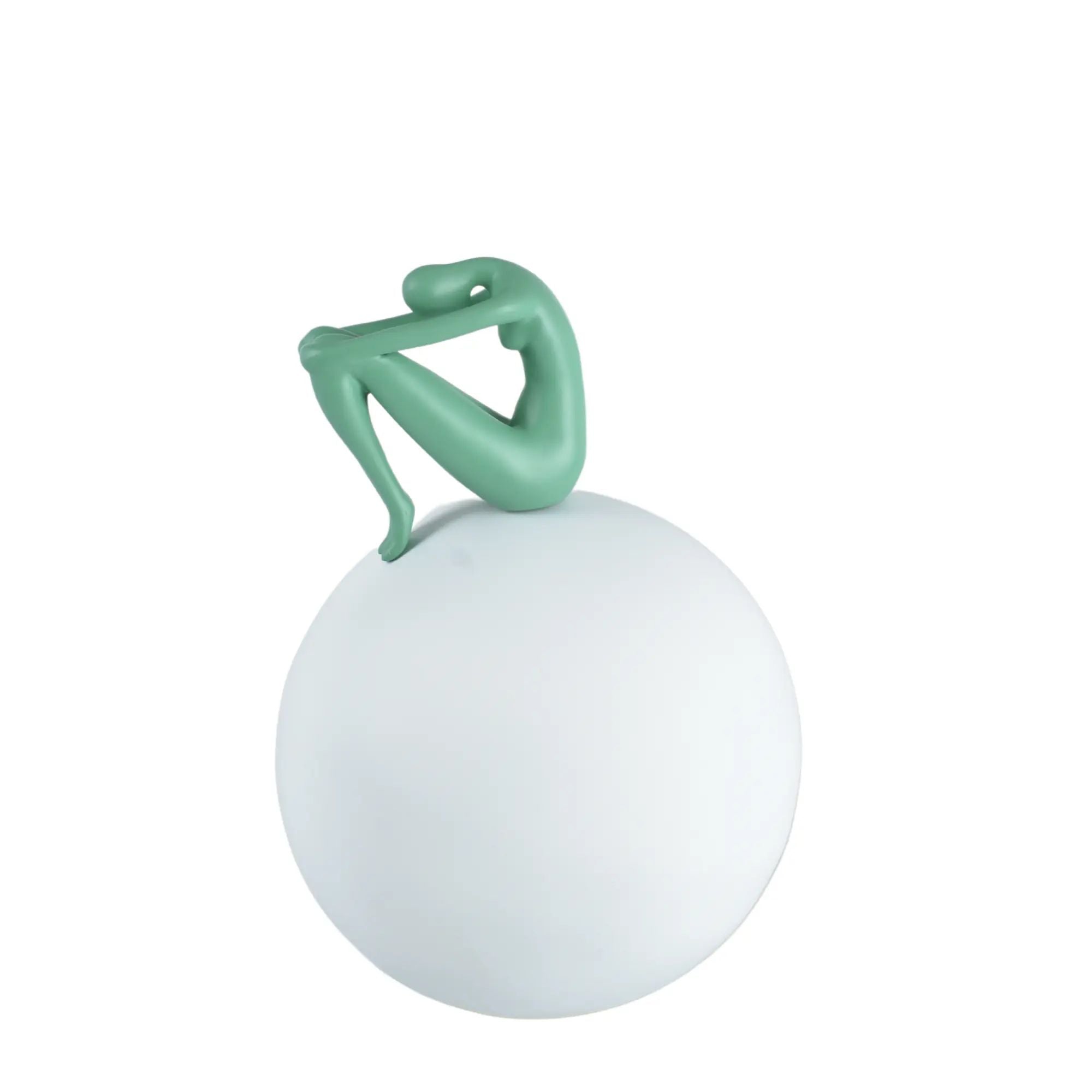 Dekofigur - Mensch auf einer Kugel - Modernes Deko-Objekt Figurenskulptur Réflexion Moderne Seeblau