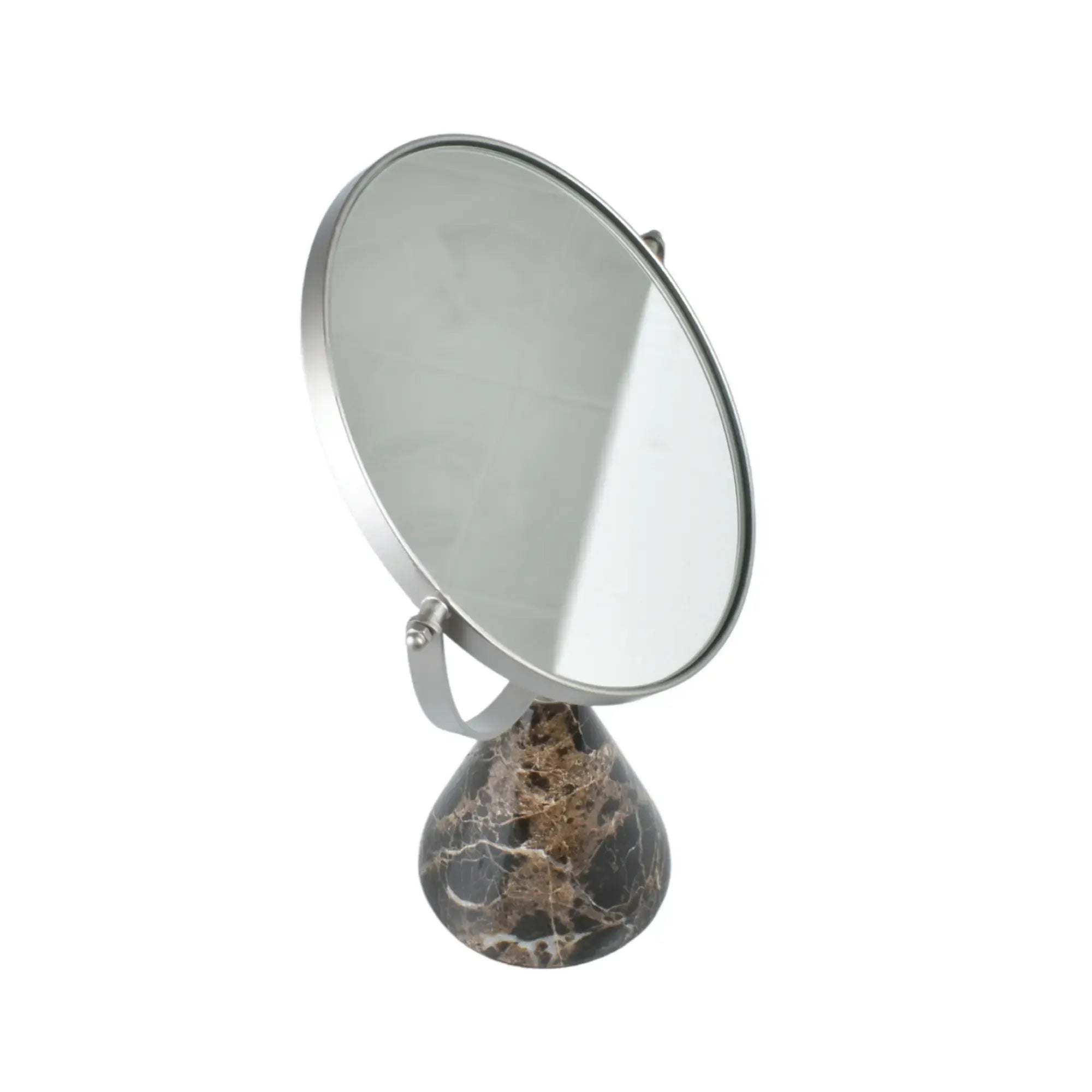 Kosmetikspiegel - drehbar auf Marmorfuß - Edles Schminkspiegel rundes Kosmetikspiegel Reflector Luxe Braun