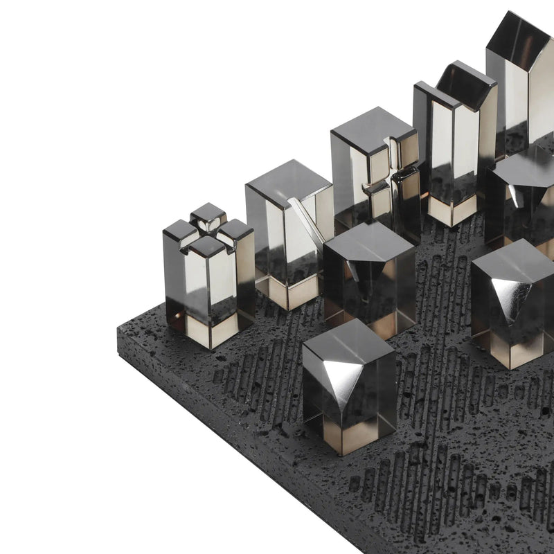 Schachspiel - Naturstein und Glas - Modernes Schachspiel edles Schachset Luxe Strategica