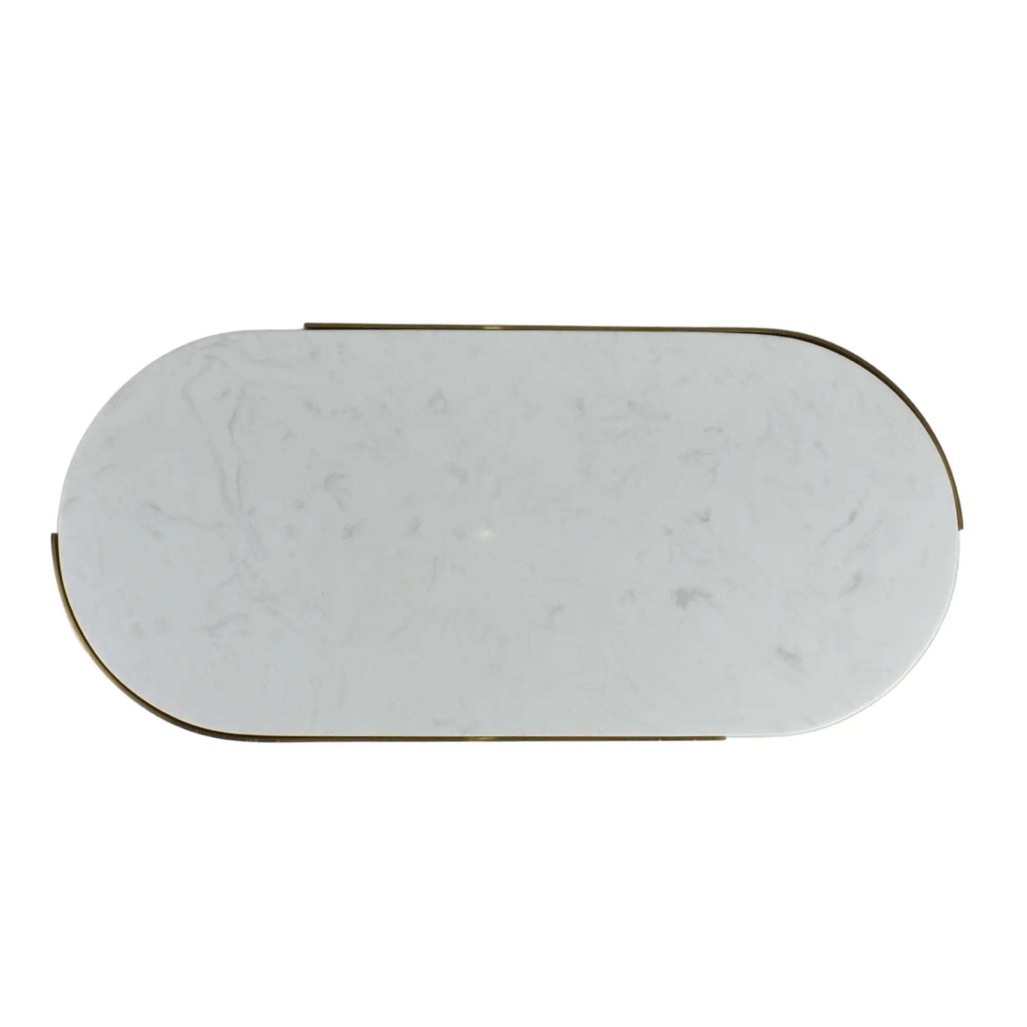 Marmortablett - oval mit Goldkante - Luxus Serviertablett Dekorationsplatte Plateau Élégance Groß