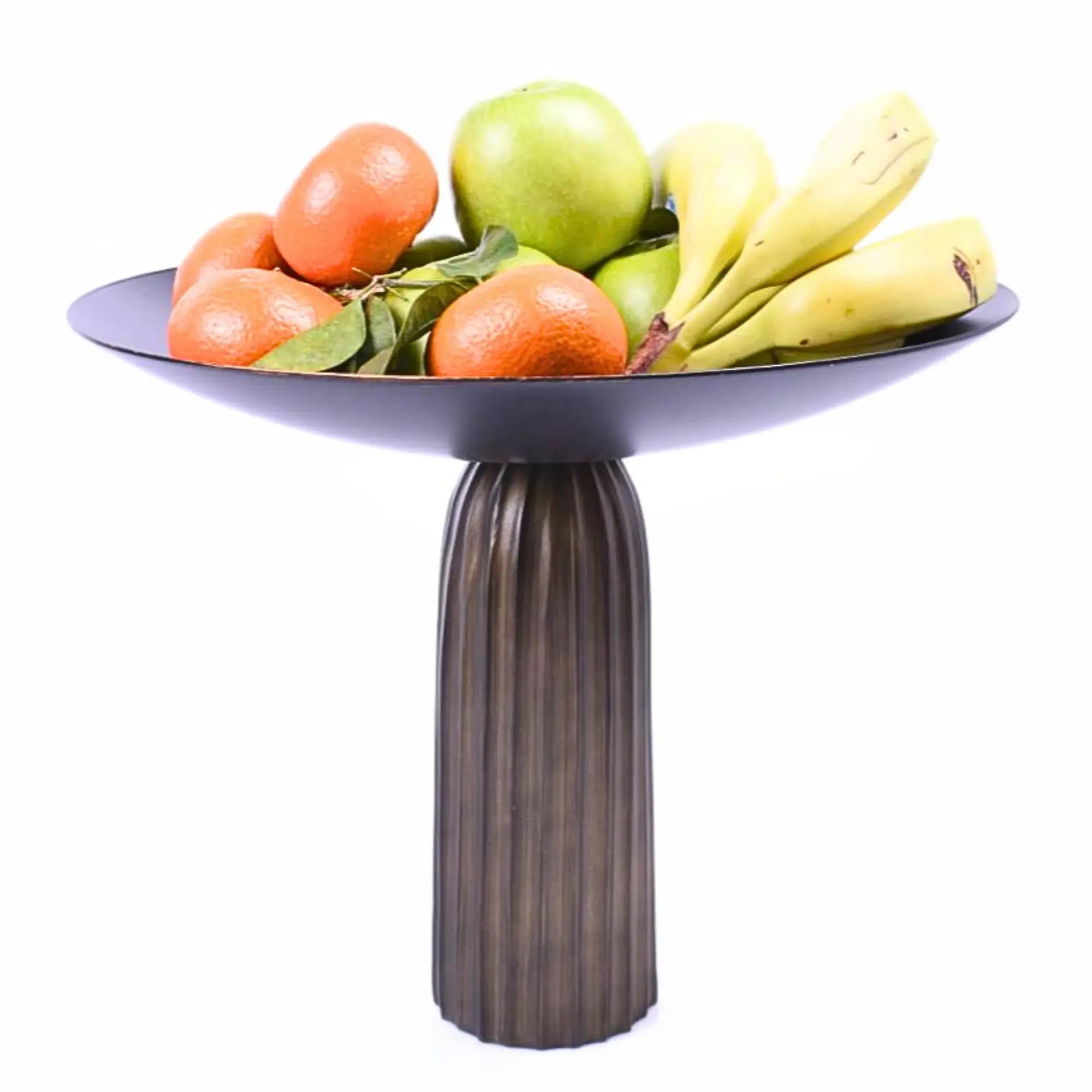 Runde-Schale - auf Relief Fuß - Edle Runde Obstschale Metallschale Kaktus