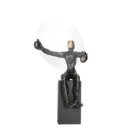 Dekofigur - sitzender Mensch - Sitzende Deko Menschfigur mit Glasscheibe Homme Éthéré
