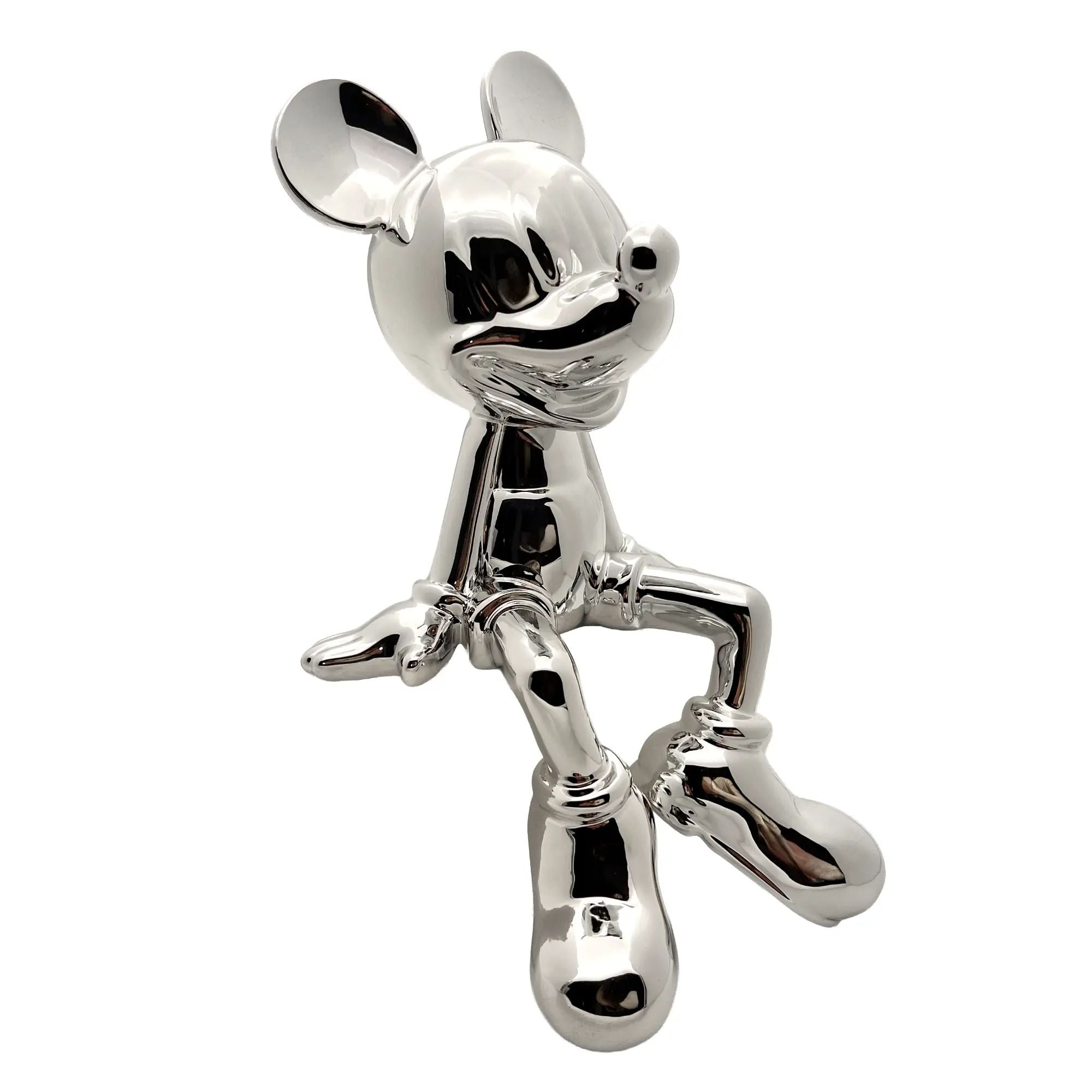 Zeichentrickfigur - Silbener glänzender Micky Maus Sammlerstück - wel.Mickey Mouse Sitzend