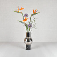 Vase - mit Marmorgestell - Runde Tischvase Edelstahlvase Fatroly