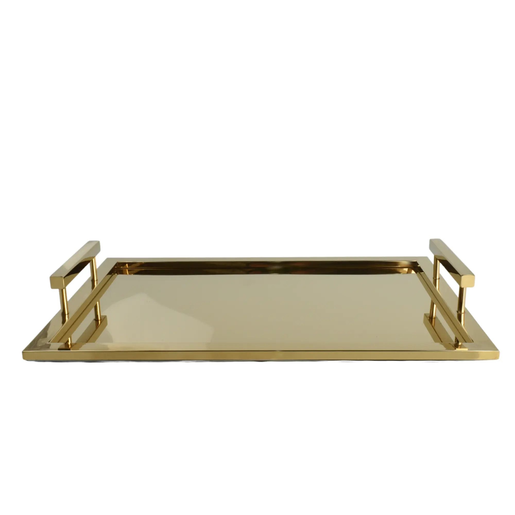 Serviertablett - mit Griff Gold - Edles Tragetablett rechteckig Glatis Default Title