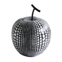 Dekoobjekt - Apfel Skulptur – Kunstharz Schwarz‑Silber Obstdekor – Abstraktes Designobjekt Noir
