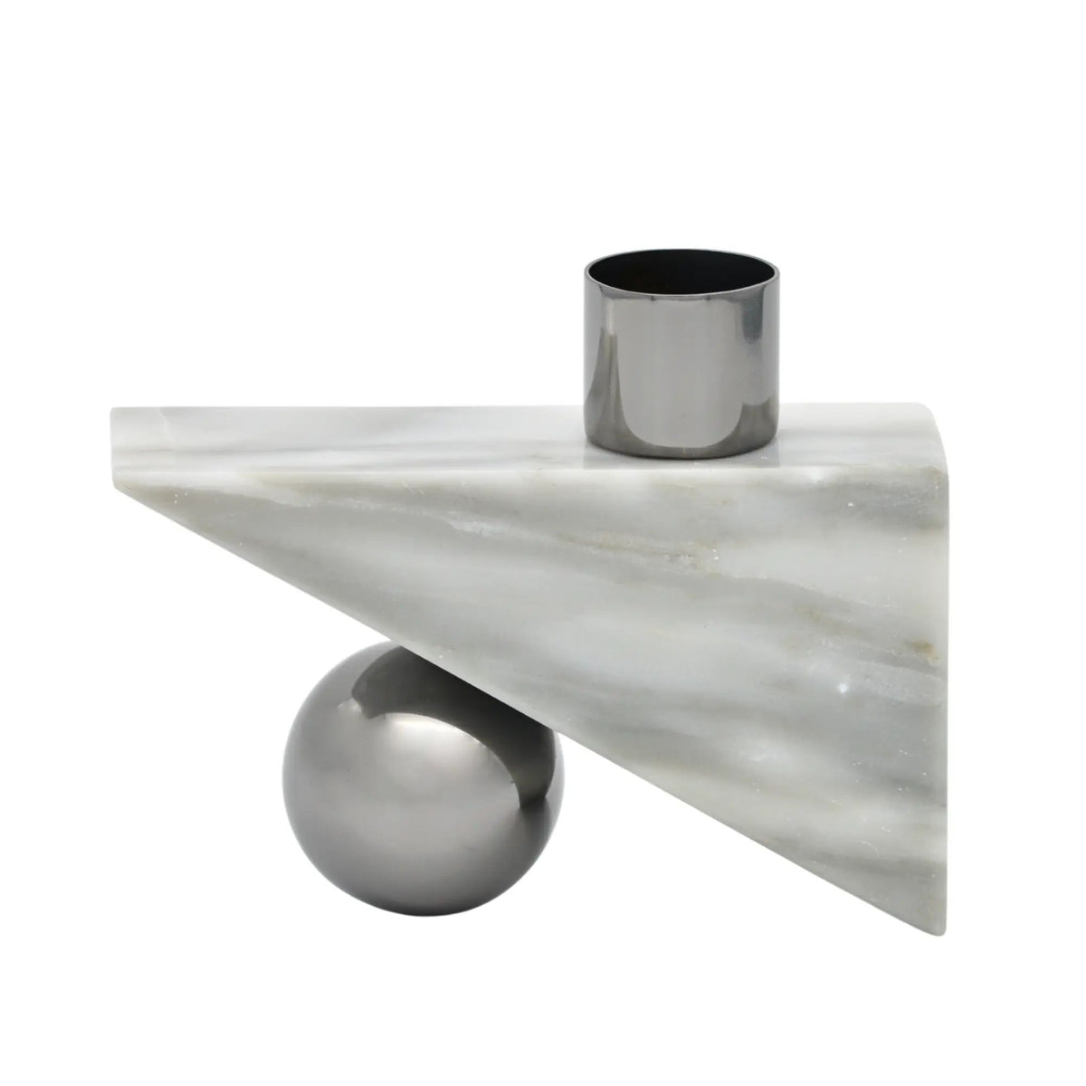 Tischvase - mit Marmorfuß - Designer Edelstahlvase moderne Marmorvase Zenith