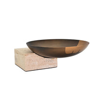 Runde-Schale - mit Travertinsockel - Unikale Dekoschale bronze Obstschale Romano