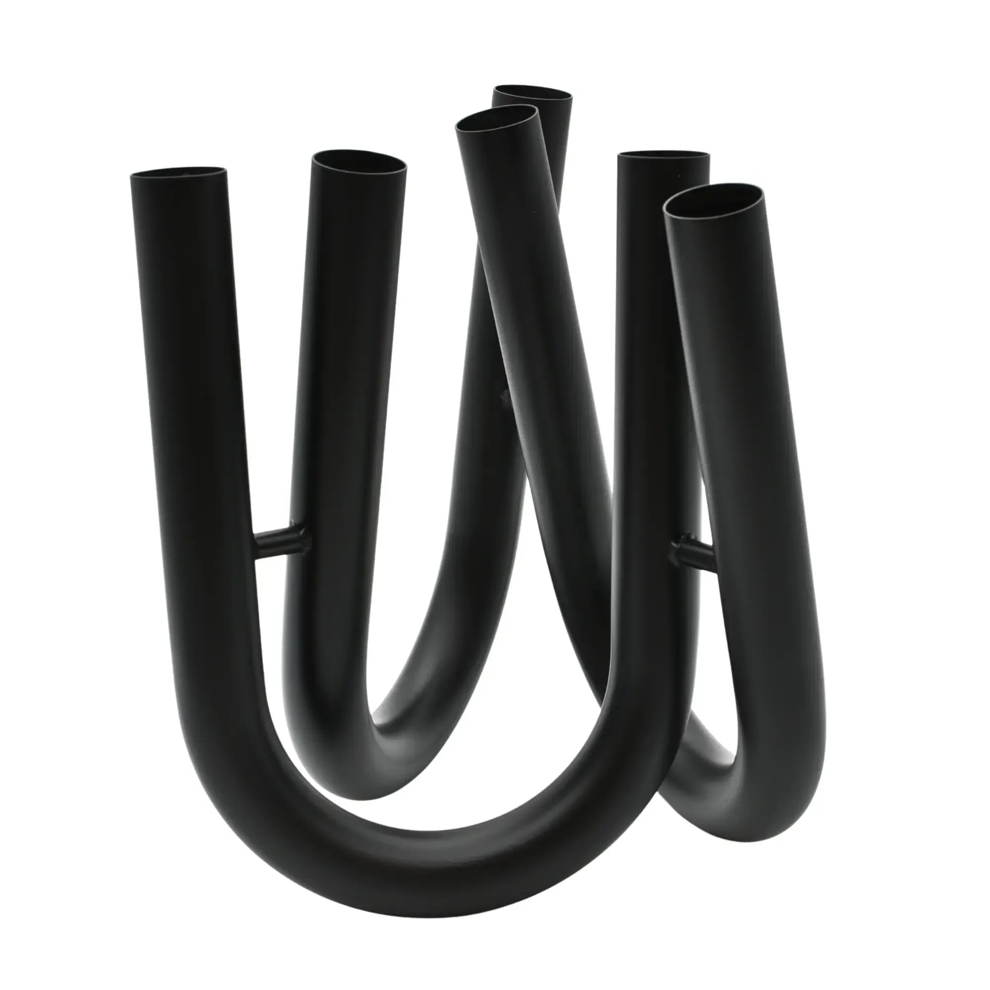 Edelstahlvase - U-Förmig - 6 Öffnungen Tischvase mit 3 Vasenarmen moderne Vaso Eterno Schwarz