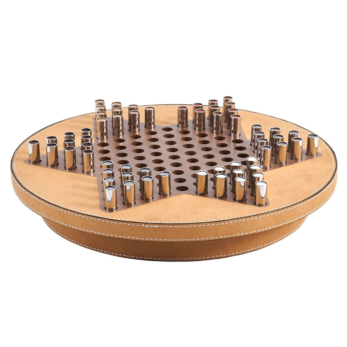 Solitaire-Spiel - Strategiespiel – Leder Brettspiel in Cognac, Chinesisches Schach – Checkers Étoile