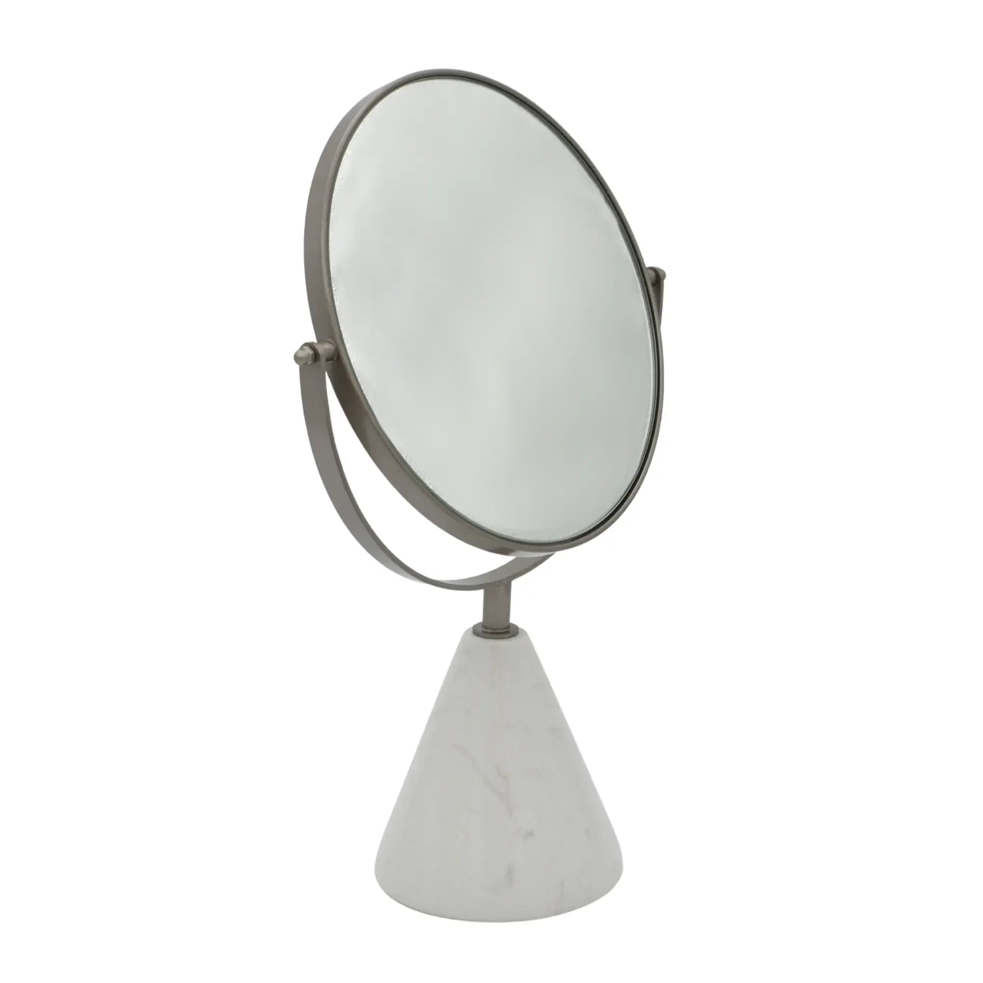 Kosmetikspiegel - drehbar auf Marmorfuß - Edles Schminkspiegel rundes Kosmetikspiegel Reflector Luxe Weiss