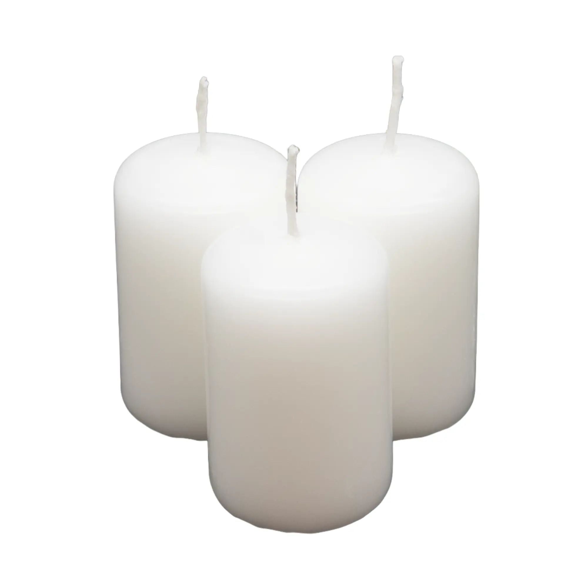 Stumpenkerze - Lichtensemble – Satinierte Blockkerzen aus Paraffin – Kleine Stumpenkerzen 4er‑Set Lumen Alba Nan