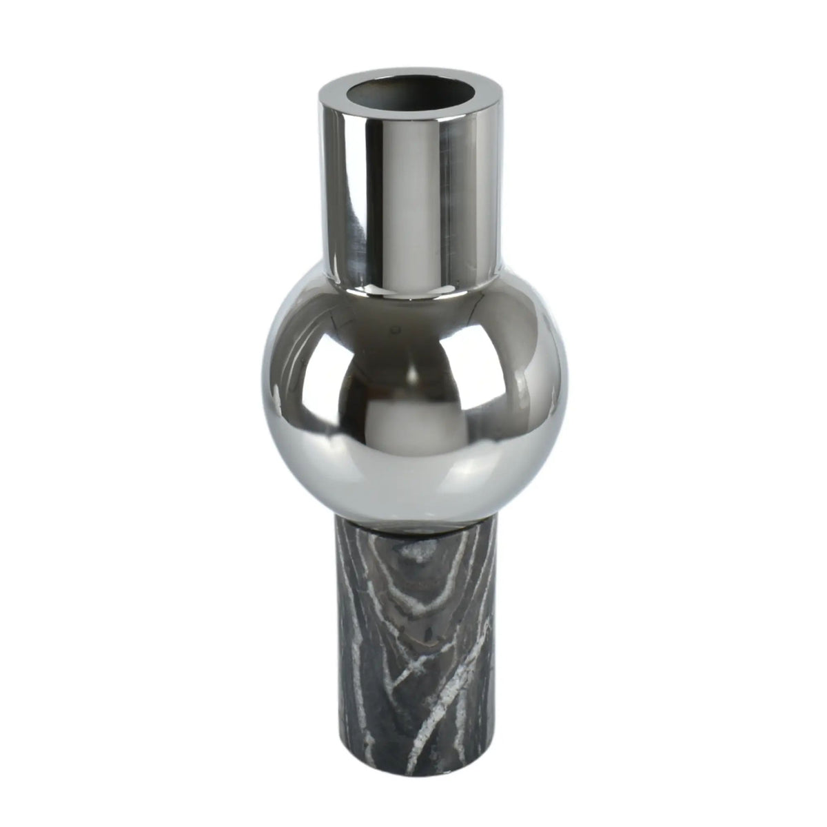 Vase - mit Marmorgestell - Runde Tischvase Edelstahlvase Fatroly