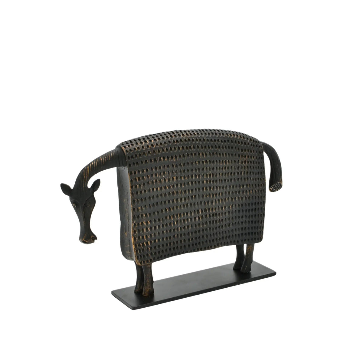Tierfigur - gusseisenoptik - Metallskulptur Kuh Abstraktes Deko-Objekt Mucca
