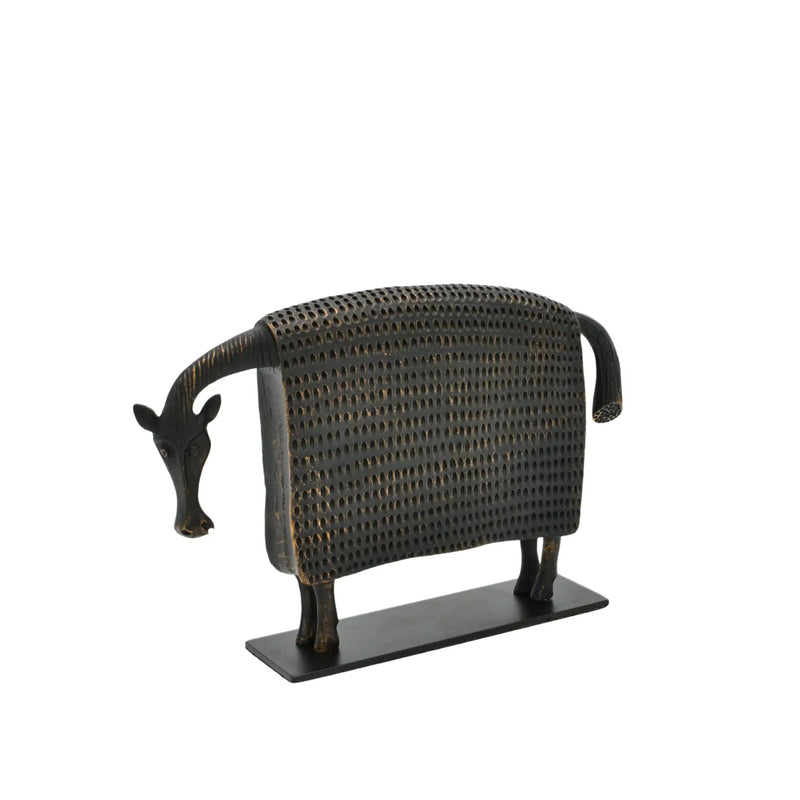Tierfigur - gusseisenoptik - Metallskulptur Kuh Abstraktes Deko-Objekt Mucca